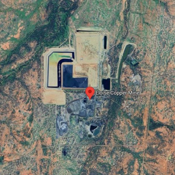 The Eloise copper mine near where the plane crashed (Google Maps image)