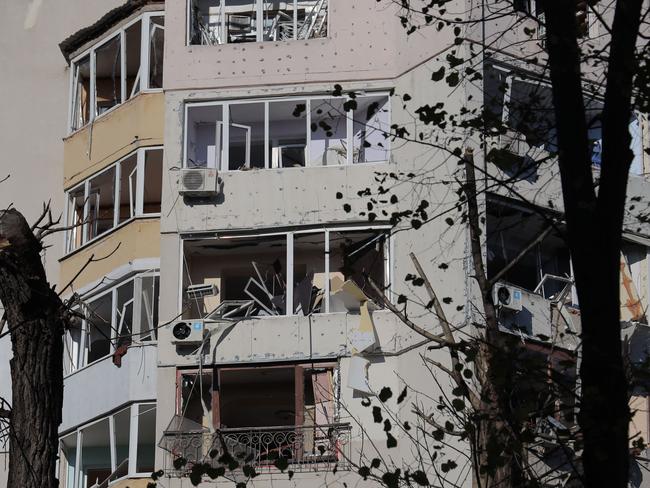 A destroyed apartment building in Odessa, amid the Russian invasion of Ukraine. Picture: AFP