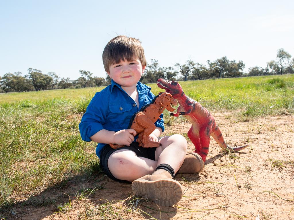 Memphis Francis is stuck in NSW at his grandparents’ property near Griffith after Queensland closed its border. Picture: Ginette Guidolin