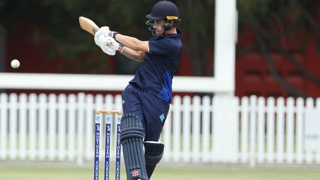 Eli Brain batting for Northern Suburbs against Toombul in their Under 17 cricket. Picture Lachie Millard