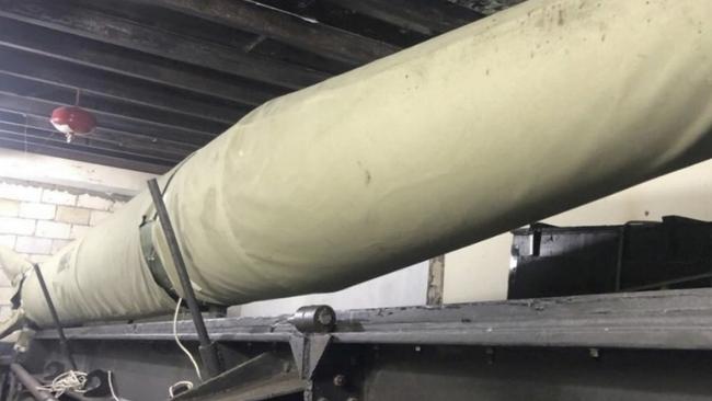 A Hezbollah missile system in the attic of a home in the southern Lebanon village of Houmine al-Tahta. Picture: Israel Defence Forces