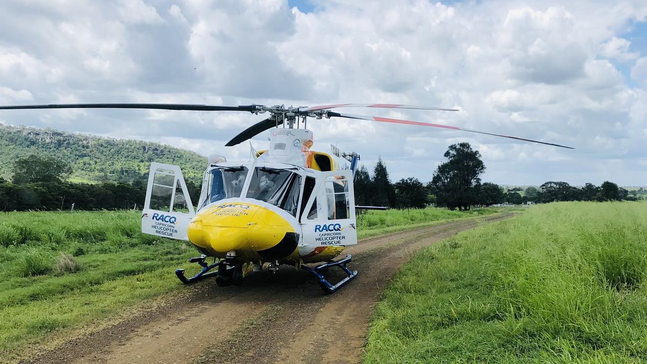 RACQ CapRescue flew a woman in her 60s to Rockhampton Hospital in a serious condition with a significant arm injury after a farming incident at Dalma on January 12.