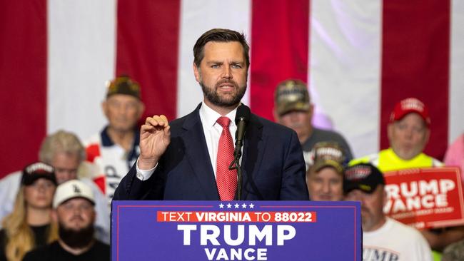 JD Vance on the stump in Radford, Virginia, this week. Picture: AFP