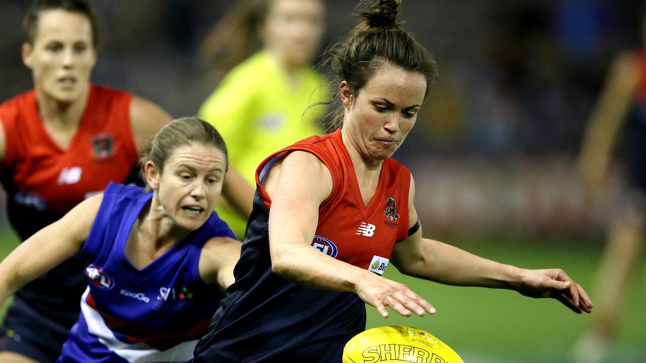 Daisy Pearce in action for Melbourne during a women’s exhibition match.