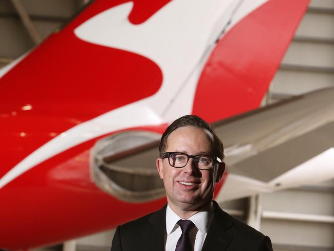 Qantas unveiling of Livery. 787-9 Business Class and Economy Class seats. Alan Joyce CEO of Qantas. Picture Chris Pavlich