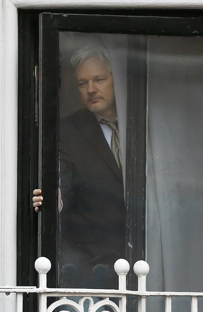 Wikileaks founder Julian Assange at the Ecuadorean Embassy in London back in 2016. Picture: AP