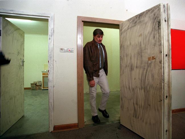 In 1999, Adelaide was horrified and shocked by the Bodies in the Barrels case, otherwise known as the Snowtown serial killings. This is the Snowtown bank vault, as pictured in May 1999, where police found eight victims inside six barrels. Four other victims were found elsewhere.