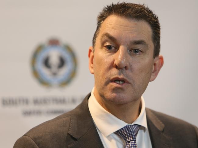 Serious and Organised Crime Branch Detective Chief Inspector Darren Fielke speaks to media at Police HQ about the arrests of six members of the Comanchero bikie gang. Picture NCA NewsWire / Emma Brasier