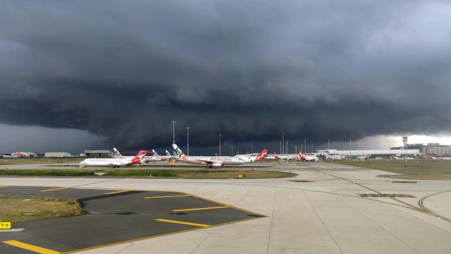 Lyndon Hays captured the storms rolling in over Brisbane Airport on Friday.