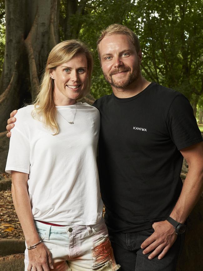 Tiffany Cromwell and Valtteri Bottas at the Botanic Gardens in Adelaide in 2022. Picture: Matt Loxton