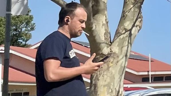 Rehn Neil Fraser outside Warwick Magistrates Court. “In the period of offending he called the victim 17 times at all hours of the day, and night, and the victim was fearful whenever she would see a call from a private number.’’