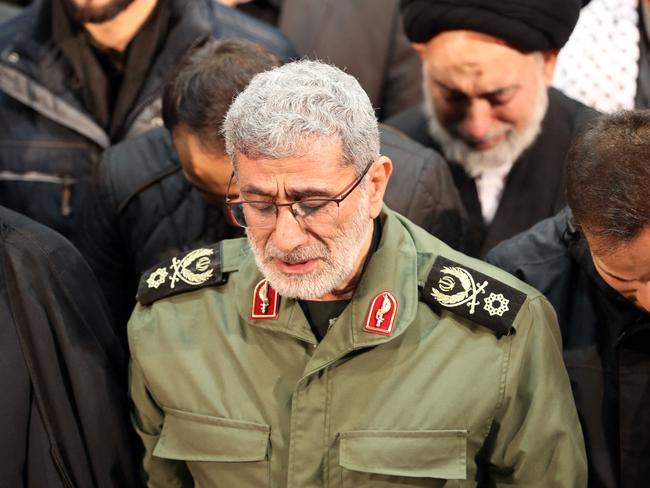 The commander of Iranian Revolutionary Guards Corps (IRGC), lieutenant general and commander of the Quds Force, Esmail Qaani (C). Picture: LEADER OFFICE / AFP