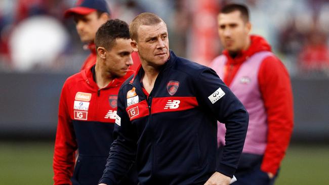 Demons head coach Simon Goodwin during the round 20 match against the Gold Coast Suns at the MCG. Picture: Daniel Pockett/AAP