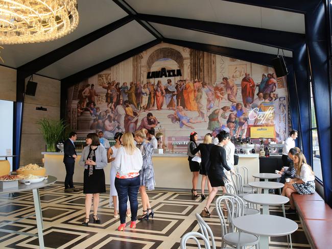 You’re not terrible, mural ... inside the Lavazza marquee. Picture: Alex Coppel