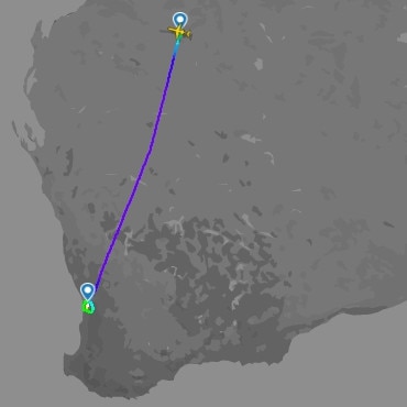 QF2919 made its landing at Perth Airport on Thursday with a flat tyre. Picture: FlightRadar24