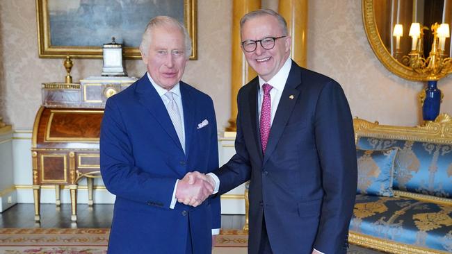 King Charles III and Anthony Albanese. Picture: AFP