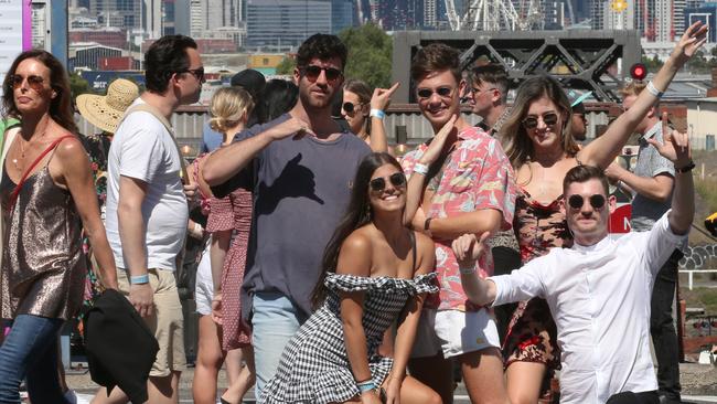 Festival goers at the Laneway Festival at Footscray. Saturday, February 3. 2018. Picture: David Crosling