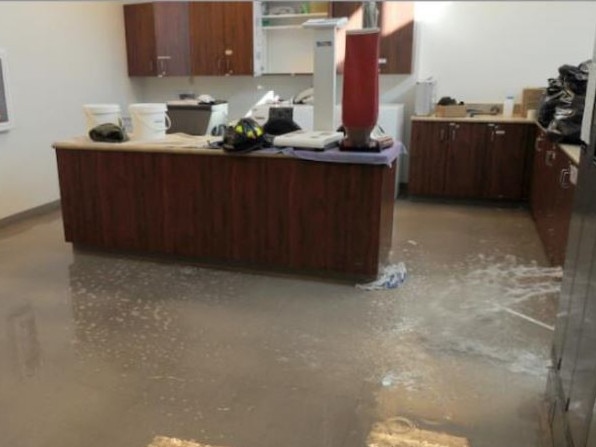 This image of flooded room is actually taken from inside a US air base …