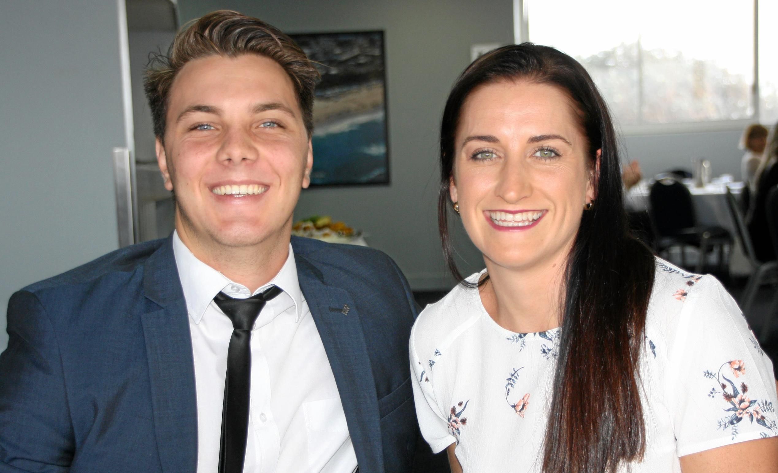 Jake Loiero and Chantell Lewis at the Ray White breakfast at Maroochy Surf Club. Picture: Erle Levey