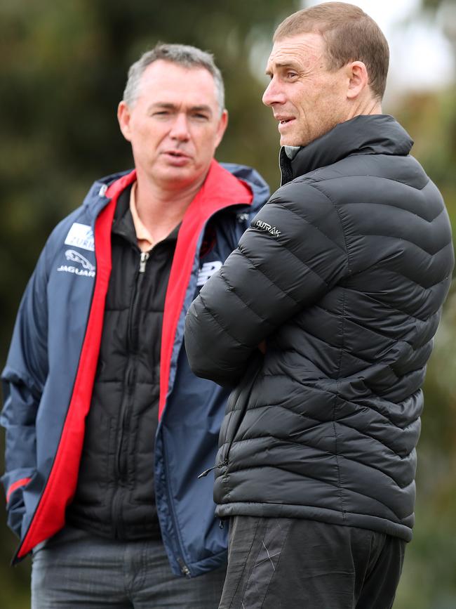 Simon Goodwin and Alan Richardson at the AFL Draft Combine. Picture: Michael Klein.