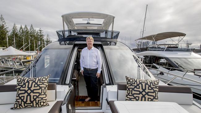 Todd Holzapfel, Dealer Principal of Alexander Marine Australia on-board a Galeon 640 Fly at Southport Yacht Club. Picture: Jerad Williams