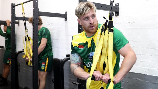 Cameron Munster during a Kangaroos gym session on Thursday. Brendon Thorne/Getty Images