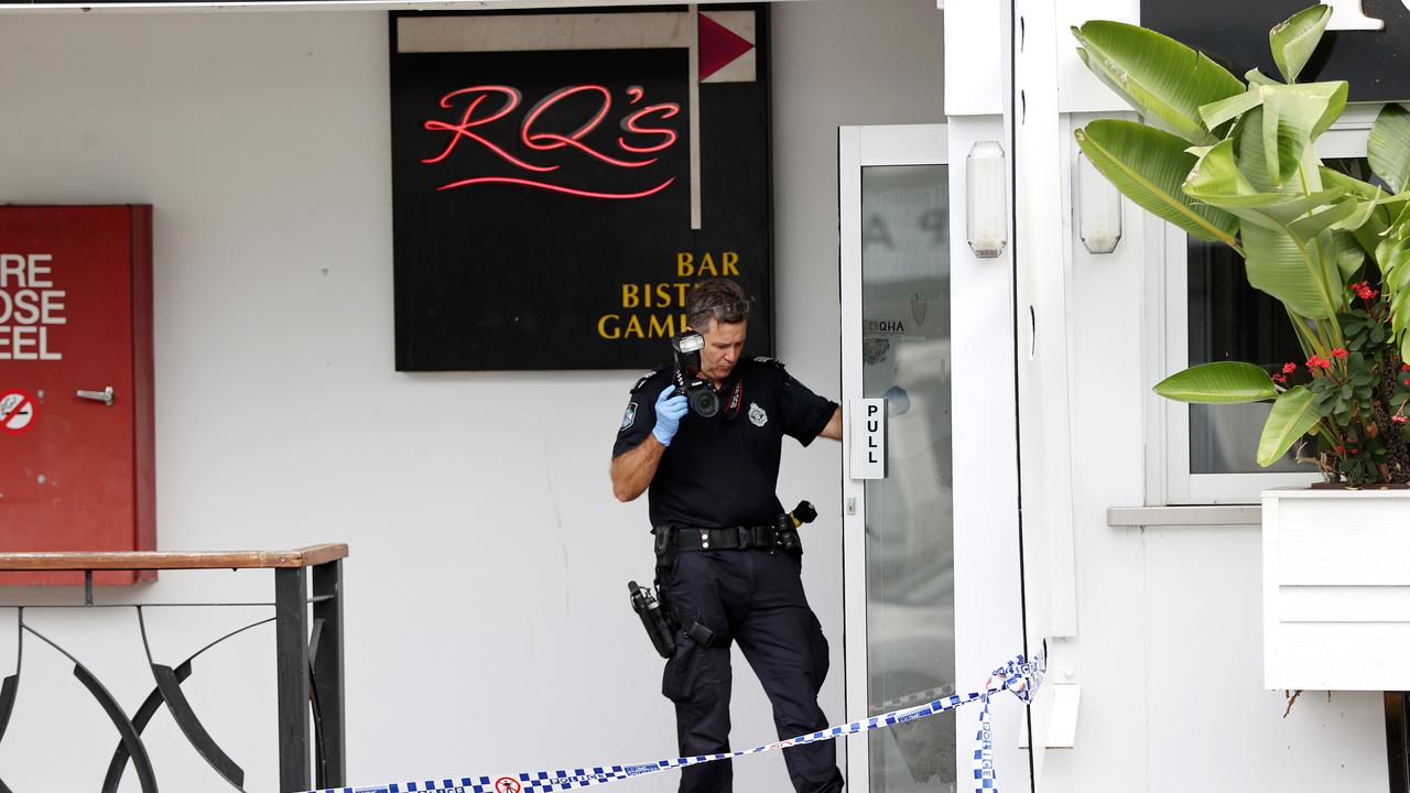 Police set up a crime scene outside RQ’s Tavern in Robina in August. Picture: Nigel Hallett