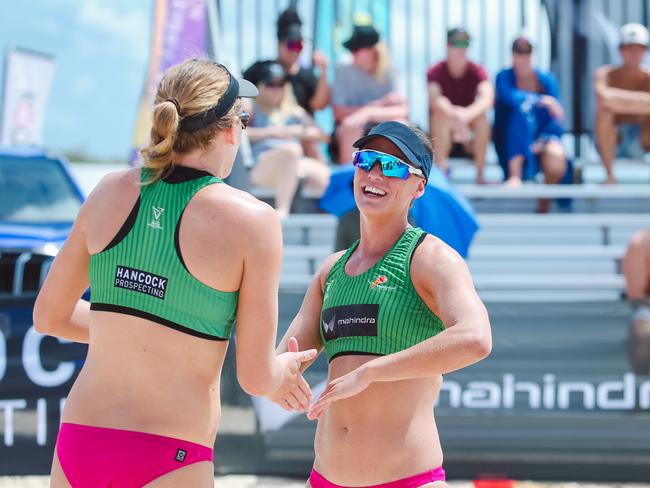 Queenslands Georgia Johnson at the Australian Beach Volleyball Championships in Coolangatta. Picture: Glenn Campbell