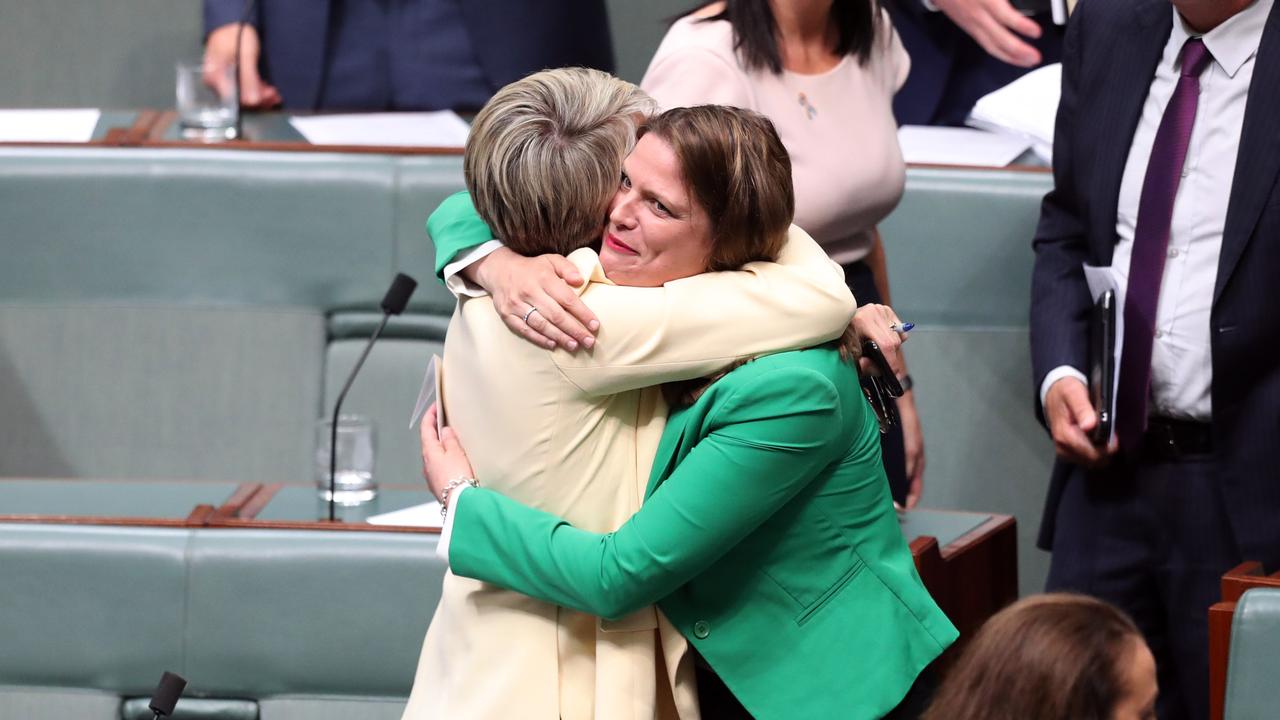 Tanya Plibersek with Kate Ellis after her Valedictory speech in the House of Representatives. Picture Gary Ramag