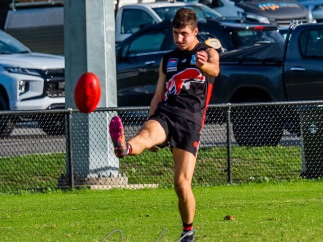 Nick Christoforou takes a shot at goal. Picture: Jack Sims