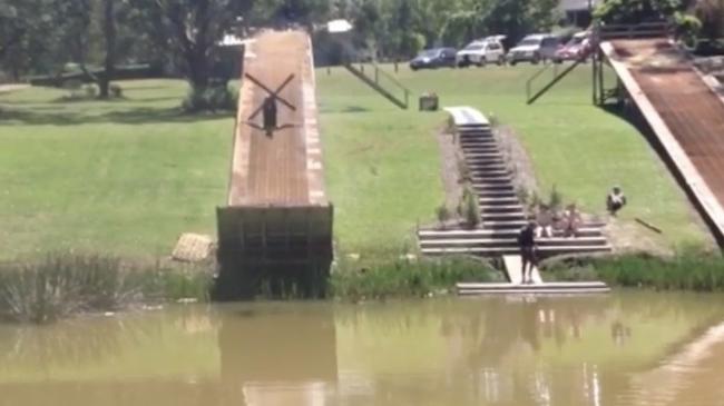 Jakara Anthony practised her jumps on a water run. Picture: Supplied