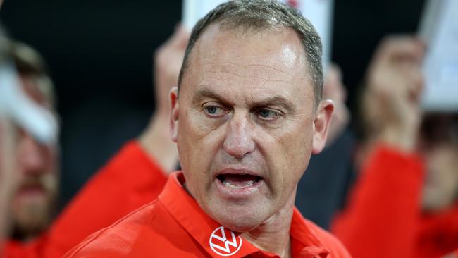 Swans coach John Longmire wasn’t happy. (Photo by Jono Searle/AFL Photos/via Getty Images)