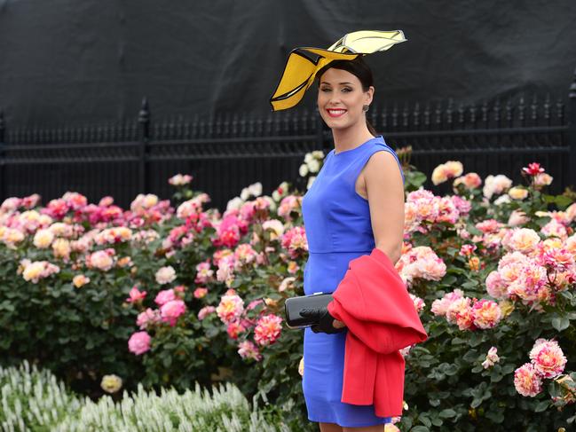 Lauren Delacca all dressed up at Flemington Racecourse on Melbourne Cup Day 2014. Picture: Stephen Harman