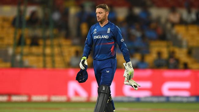 Jos Buttler has been at the helm as England go through the most embarrassing of World Cup defences. Picture: Getty