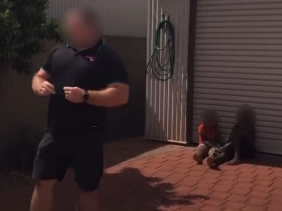 A 45-year-old man West Australian man has been charged with three counts of aggravated assault after a video emerged of three Aboriginal children tied up with cable ties in a front yard. Picture: Instagram