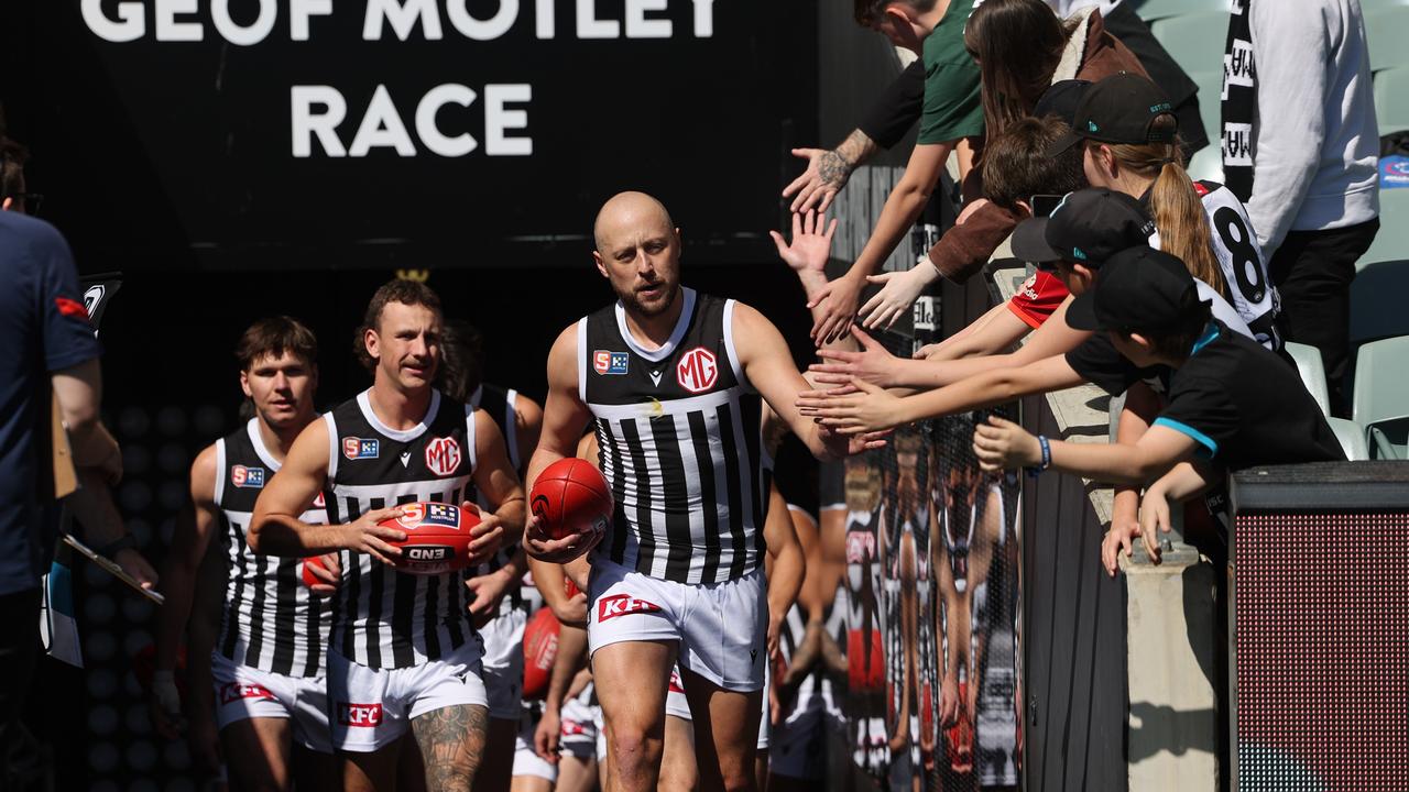 Port Adelaide runs out for a SANFL elimination final.