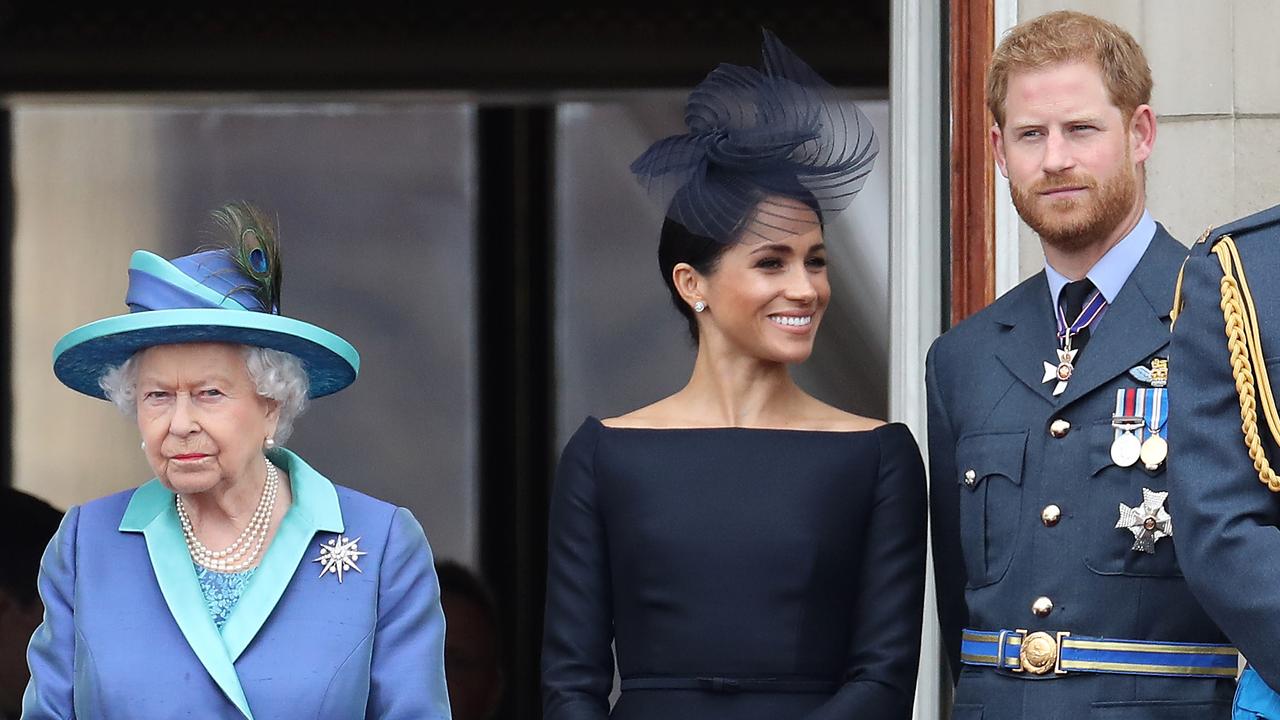 Queen Elizabeth with Prince Harry, Duke of Sussex and Meghan, Duchess of Sussex in July 10. Picture: Chris Jackson/Getty Images.