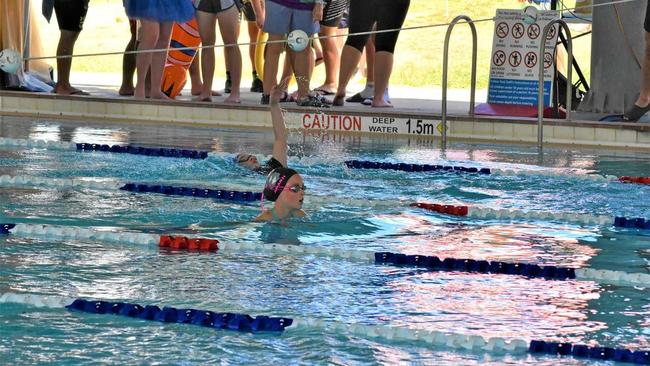 JUNIOR MEDLEY: Students pushed themselves hard in friendly competition at the Roma State College swimming carnival. Picture: Jorja McDonnell