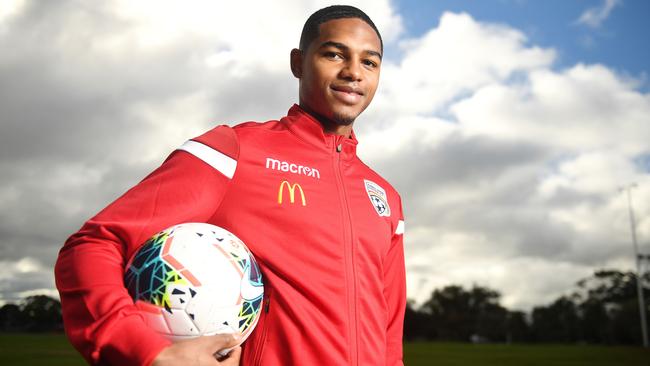 Adelaide United recruit Michael Maria at the Reds’ Playford training ground. Picture: Tom Huntley