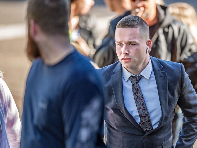 Lleyton Van Spronssen arriving at Gosford District Court after pleading guilty to dangerous driving occasioning the death of his mate Rhys Morris and grievous bodily harm to another passenger. Picture: News Local / Troy Snook