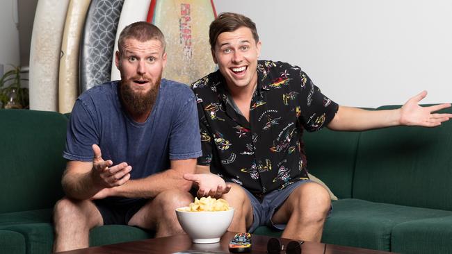 Milo and Nic are making an impression on Gogglebox Australia. Picture: Foxtel/Supplied