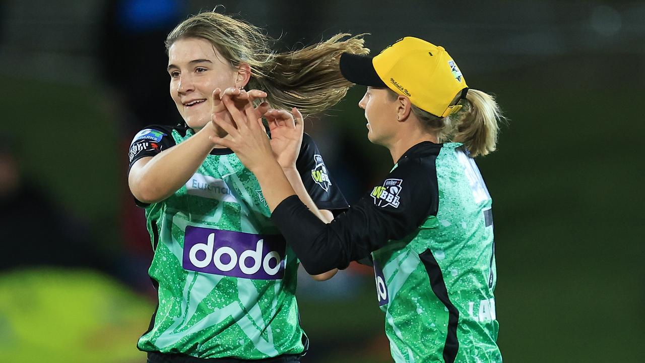 Former Australian captain Meg Lanning (right) has backed Annabel Sutherland (left) to play a more important role with the bat for the national side. Picture: Mark Evans / Getty Images