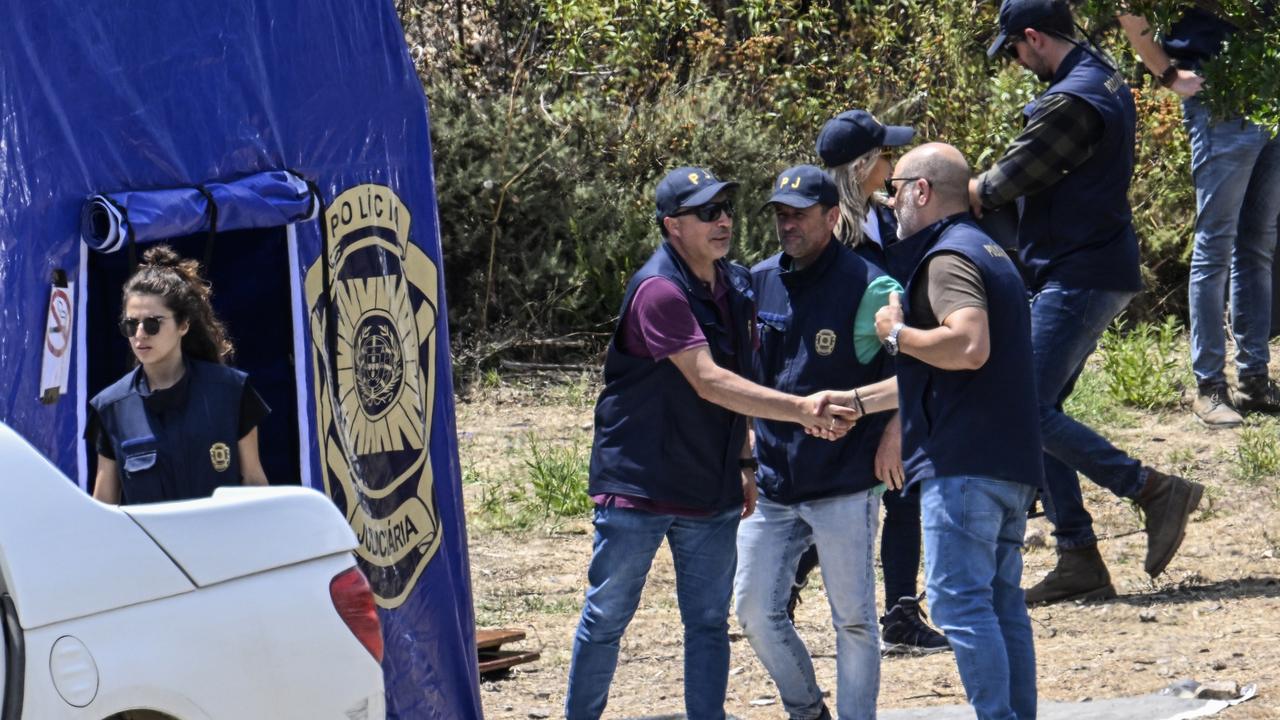 Portuguese police investigators dismantled base camp after a three-day search at Barragem do Arade Reservoir on Friday in Silves, Portugal. Picture: Getty