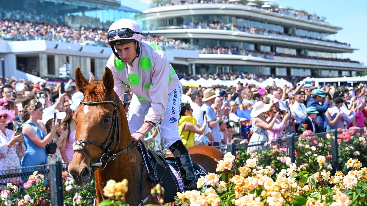 Ryan Moore riding Vauban before an unplaced finish in last year’s Melbourne Cup. (Photo by Vince Caligiuri/Getty Images)