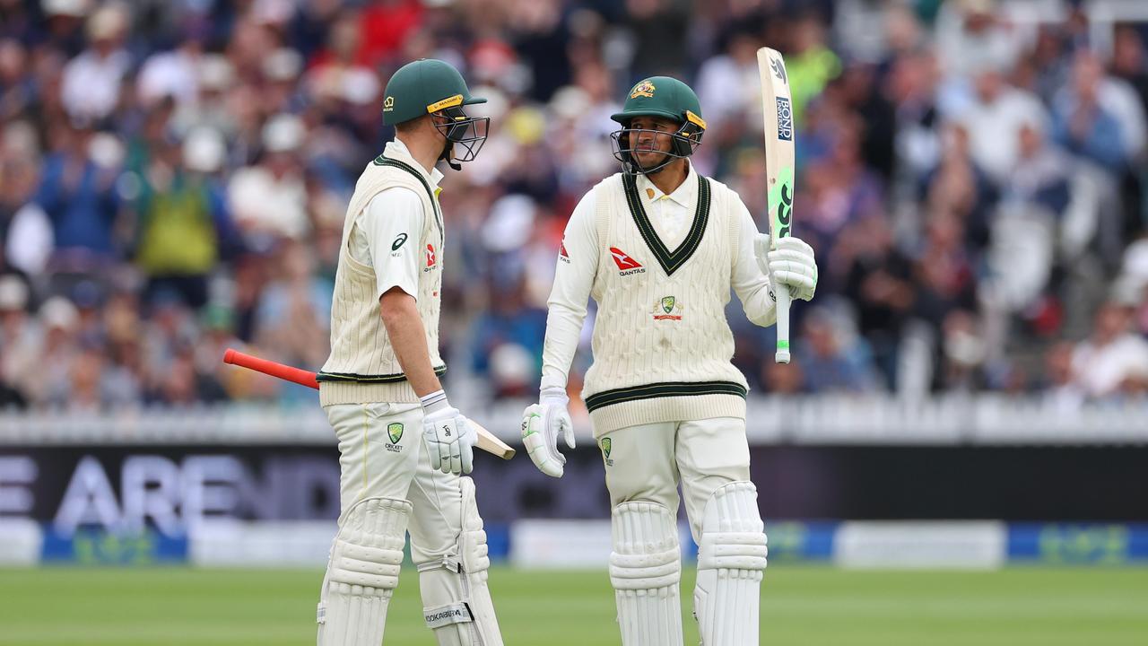 Usman Khawaja brought up another half-century on a terrific day for Australia. Picture: Getty