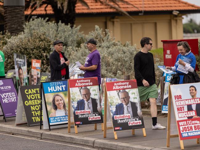 Voters need to ensure they aren’t campaigning inside the polling place, or risk being fined. Picture: Diego Fedele