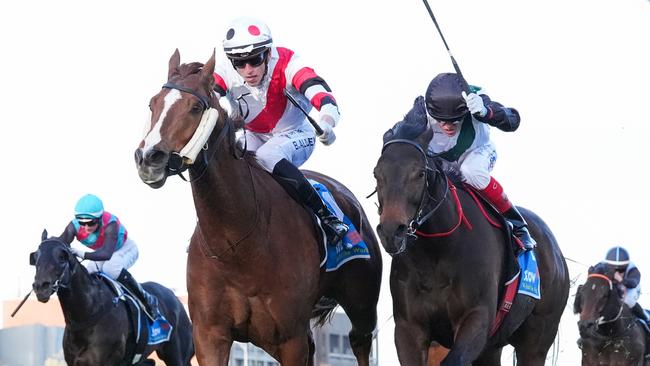 Pinstriped ridden by Ben Allen wins the Stow Storage Memsie Stakes at Caulfield Racecourse on August 31, 2024 in Caulfield, Australia. (Photo by George Sal/Racing Photos via Getty Images)