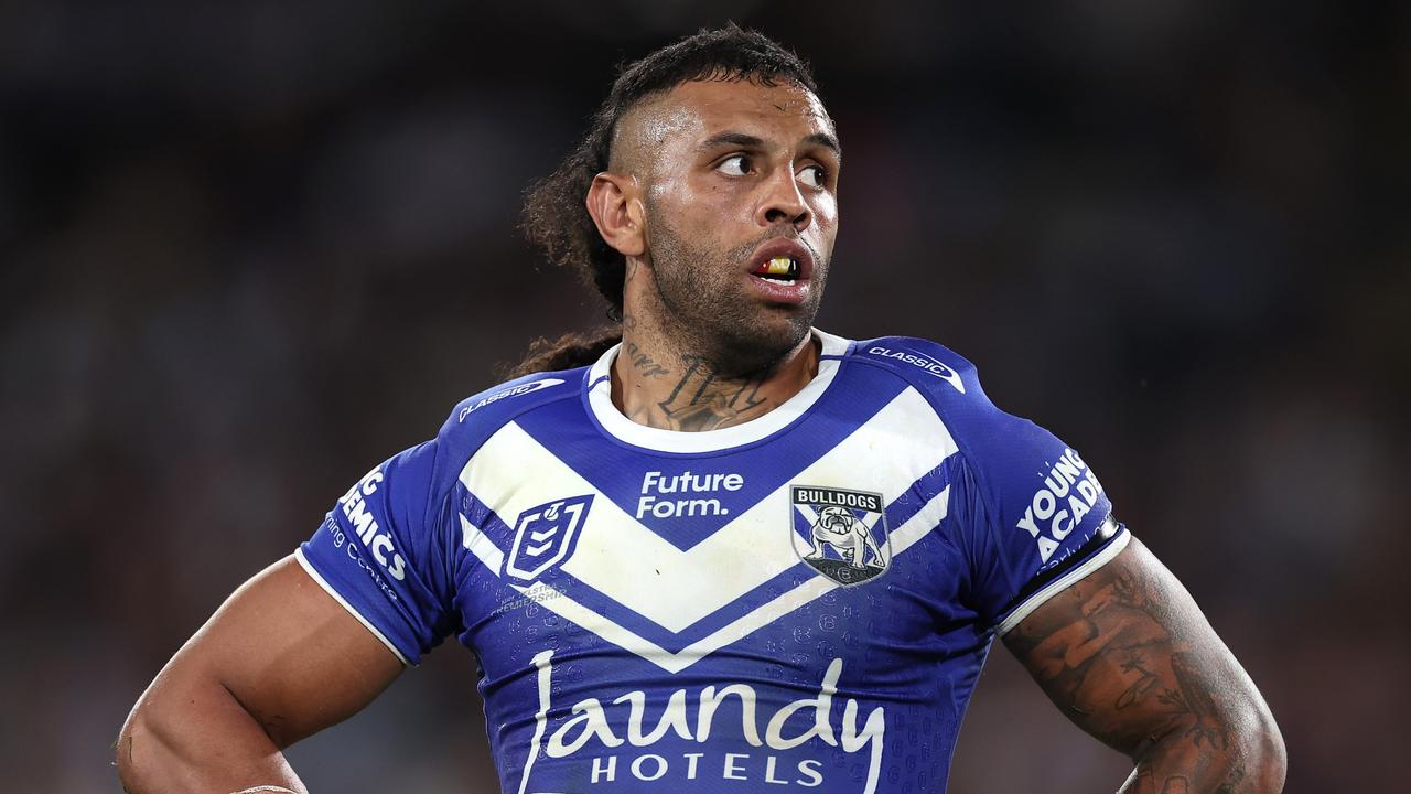 SYDNEY, AUSTRALIA - AUGUST 30: Josh Addo-Carr of the Bulldogs looks on during the round 26 NRL match between Canterbury Bulldogs and Manly Sea Eagles at Accor Stadium on August 30, 2024, in Sydney, Australia. (Photo by Cameron Spencer/Getty Images)