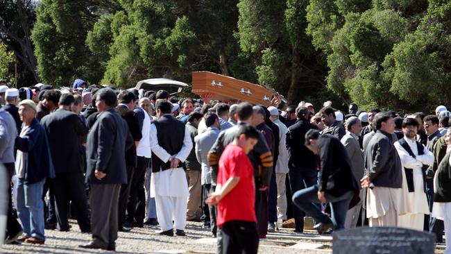 Scores of people attended Haider’s funeral in at Springvale Cemetery.