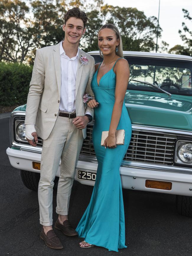 Elijah Mathewson and Emily Stenzel at Centenary Heights State High School formal at Picnic Point, Friday, November 20, 2020. Picture: Kevin Farmer